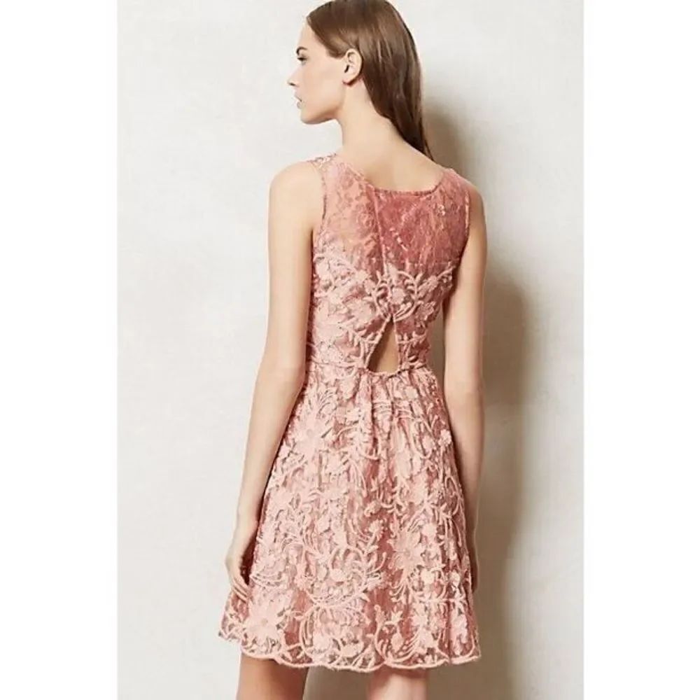 Yoana Baraschi Pink Lace Dress Women's Size 6 Mini Above Knee